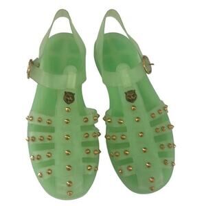 GUCCI FELINE HEAD‎ ACCENT RUBBER SLINGBACK SANDALS SIZE 9